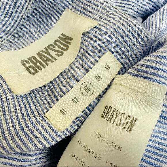 GRAYSON The Artist Blue White Linen Popover Dress Size Medium - Picture 11 of 12